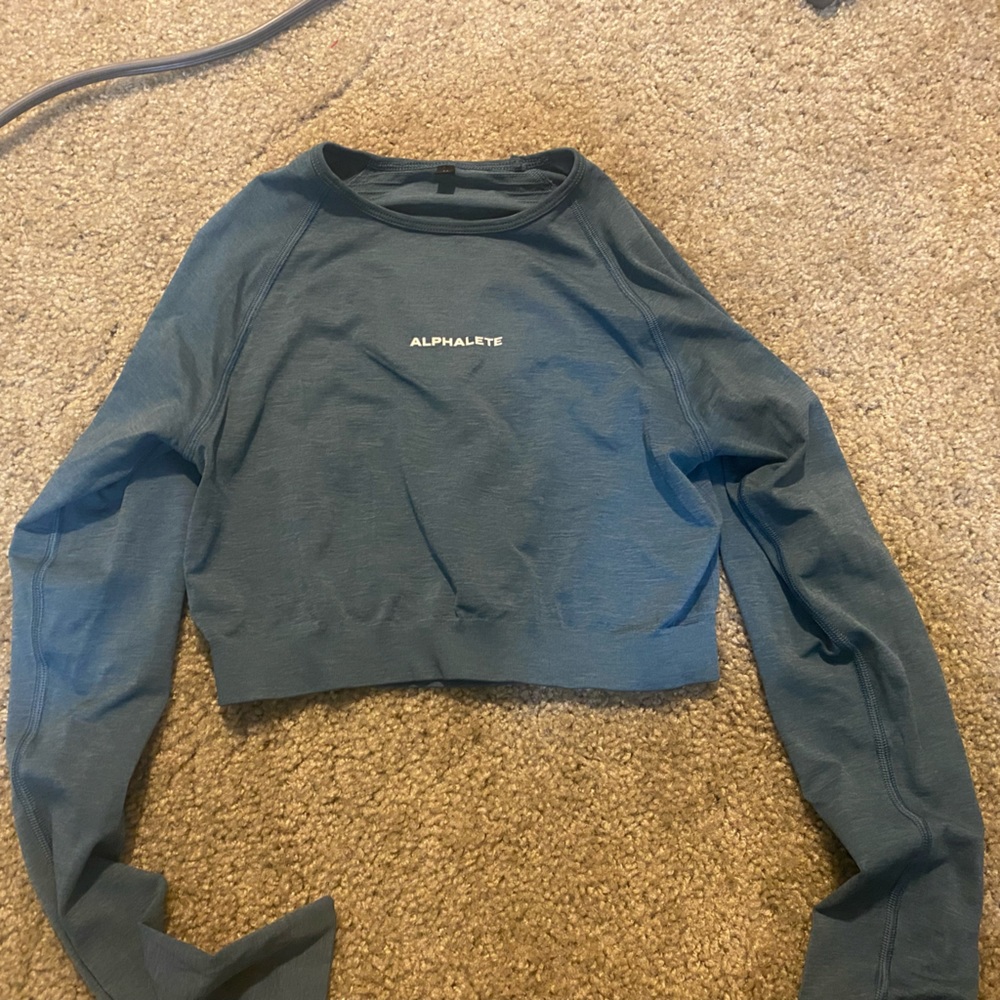 Alphalete teal long sleeve workout top